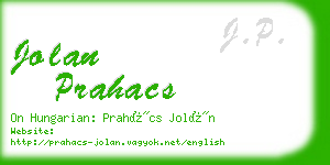 jolan prahacs business card